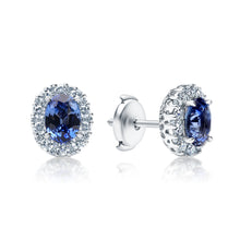 Load image into Gallery viewer, Sapphire &amp; Diamond Halo Earrings