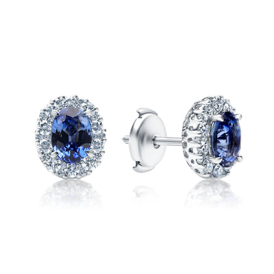 Sapphire & Diamond Halo Earrings