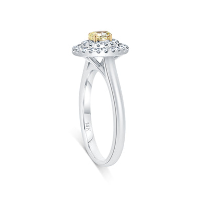 Fancy Yellow Diamond Double Halo Engagement Ring