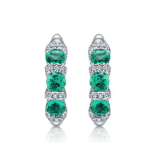 Load image into Gallery viewer, Emerald &amp; Diamond Hoop Earrings