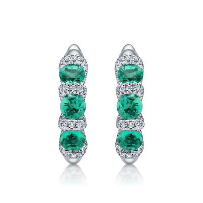 Emerald & Diamond Hoop Earrings
