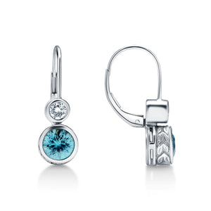 Blue Zircon & Diamond Earrings