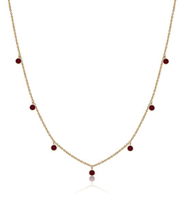 Dangly Ruby Necklace in Yellow Gold