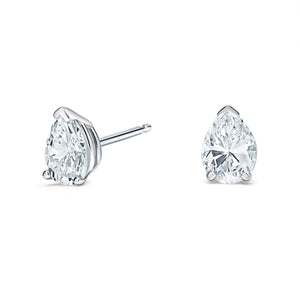 2/3 CTTW Pear Diamond Stud Earrings