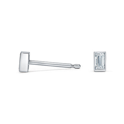 Petite Baguette Cut Diamond Stud Earrings