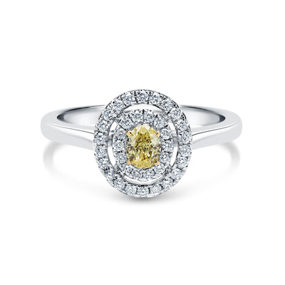 Fancy Yellow Diamond Double Halo Engagement Ring