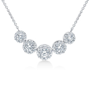 2.38 Carat Floral Diamond Bar Necklace