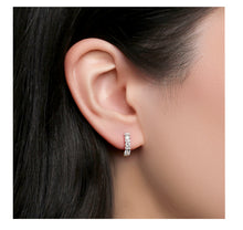 Load image into Gallery viewer, Petite Diamond Hoop Earrings in 14k