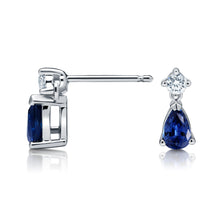 Load image into Gallery viewer, Petite Sapphire &amp; Diamond Earrings
