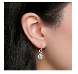 1.00 cttw Dangly Emerald Cut Diamond Earrings