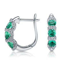 Load image into Gallery viewer, Emerald &amp; Diamond Hoop Earrings