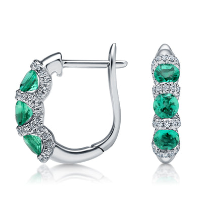 Emerald & Diamond Hoop Earrings