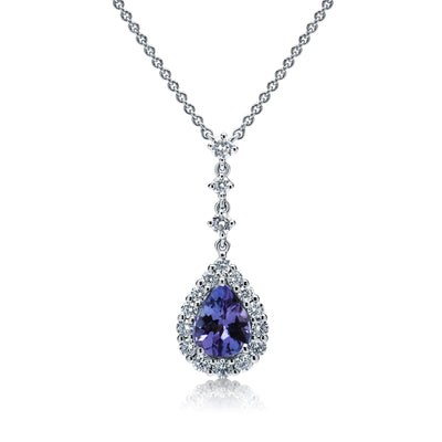 Tanzanite and Diamond Halo Necklace