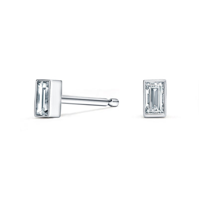 Petite Baguette Cut Diamond Stud Earrings