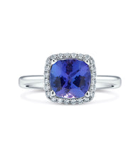 Load image into Gallery viewer, Diamond Halo Style Tanzanite Engagement Ring