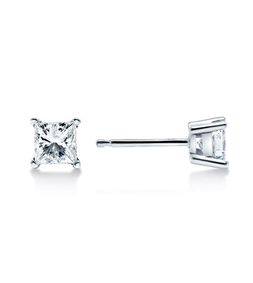 2/3 CTTW Princess Cut Diamond Studs