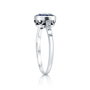 Art Deco Diamond & Sapphire Engagement Ring
