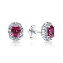 Load image into Gallery viewer, Ruby &amp; Diamond Halo Earrings