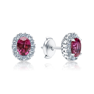 Ruby & Diamond Halo Earrings