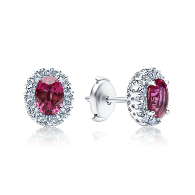Ruby & Diamond Halo Earrings