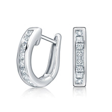 Load image into Gallery viewer, Princess Cut Diamond Hoop Earrings
