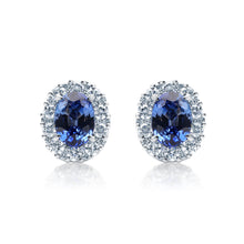 Load image into Gallery viewer, Sapphire &amp; Diamond Halo Earrings