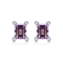Load image into Gallery viewer, Amethyst &amp; Diamond Earrings