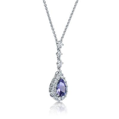 Tanzanite and Diamond Halo Necklace