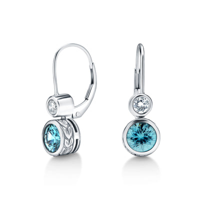 Blue Zircon & Diamond Earrings