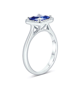 Diamond Halo Style Tanzanite Engagement Ring