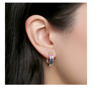 Rainbow Sapphire Hoop Earrings
