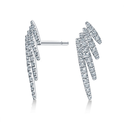 Four Row Diamond Stud Earrings