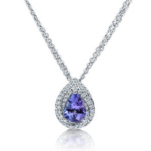 Tanzanite Double Halo Diamond Necklace