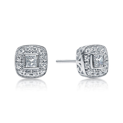 Diamond Halo Stud Earrings